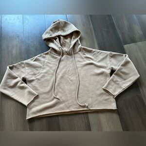 ALO oversized Cozy Cropped Hoodie in Taupe/ khaki color size XS